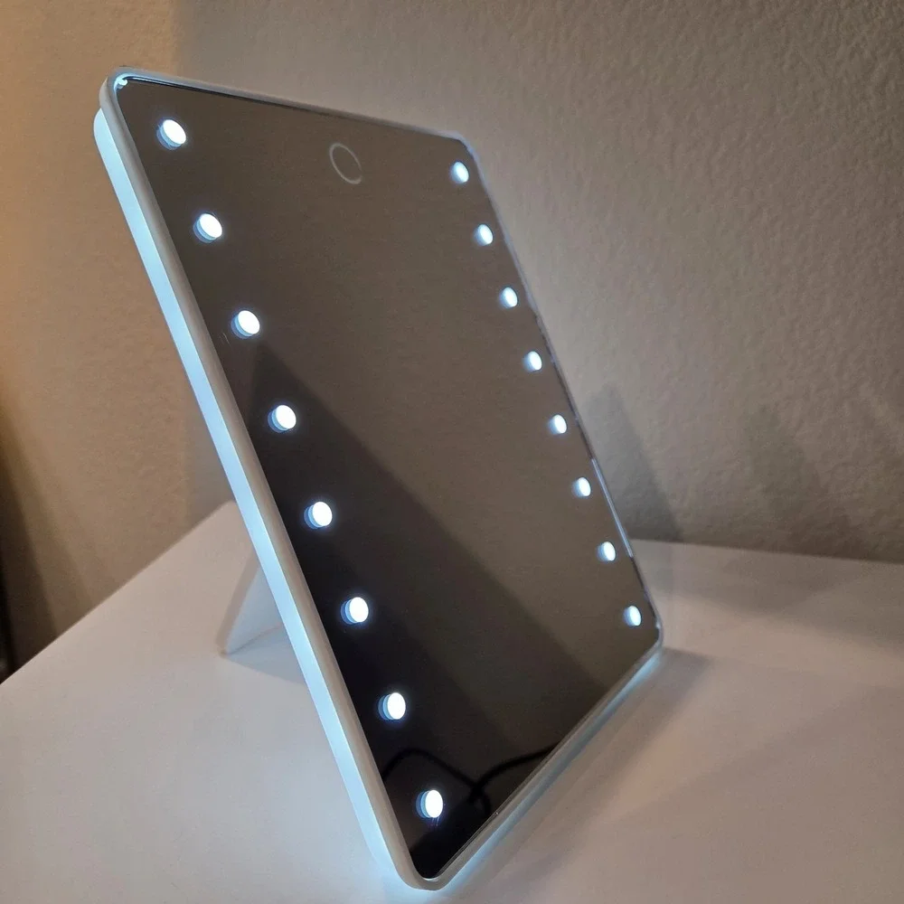 Cosmetic Mirror with LED Lights Touch Switch Battery Vanity Stand Travel